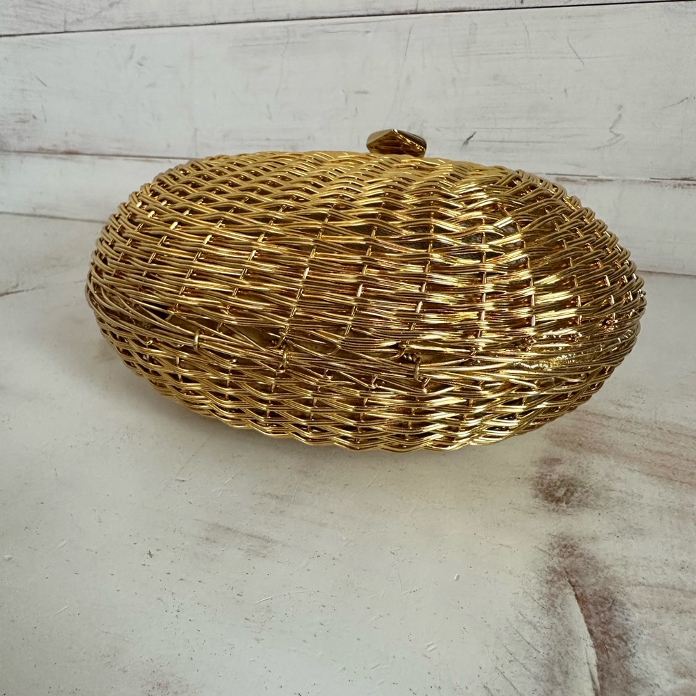 RARE Vintage Rodo Woven Metallic Gold Clutch/Crossbody Bag - Picture 5 of 7